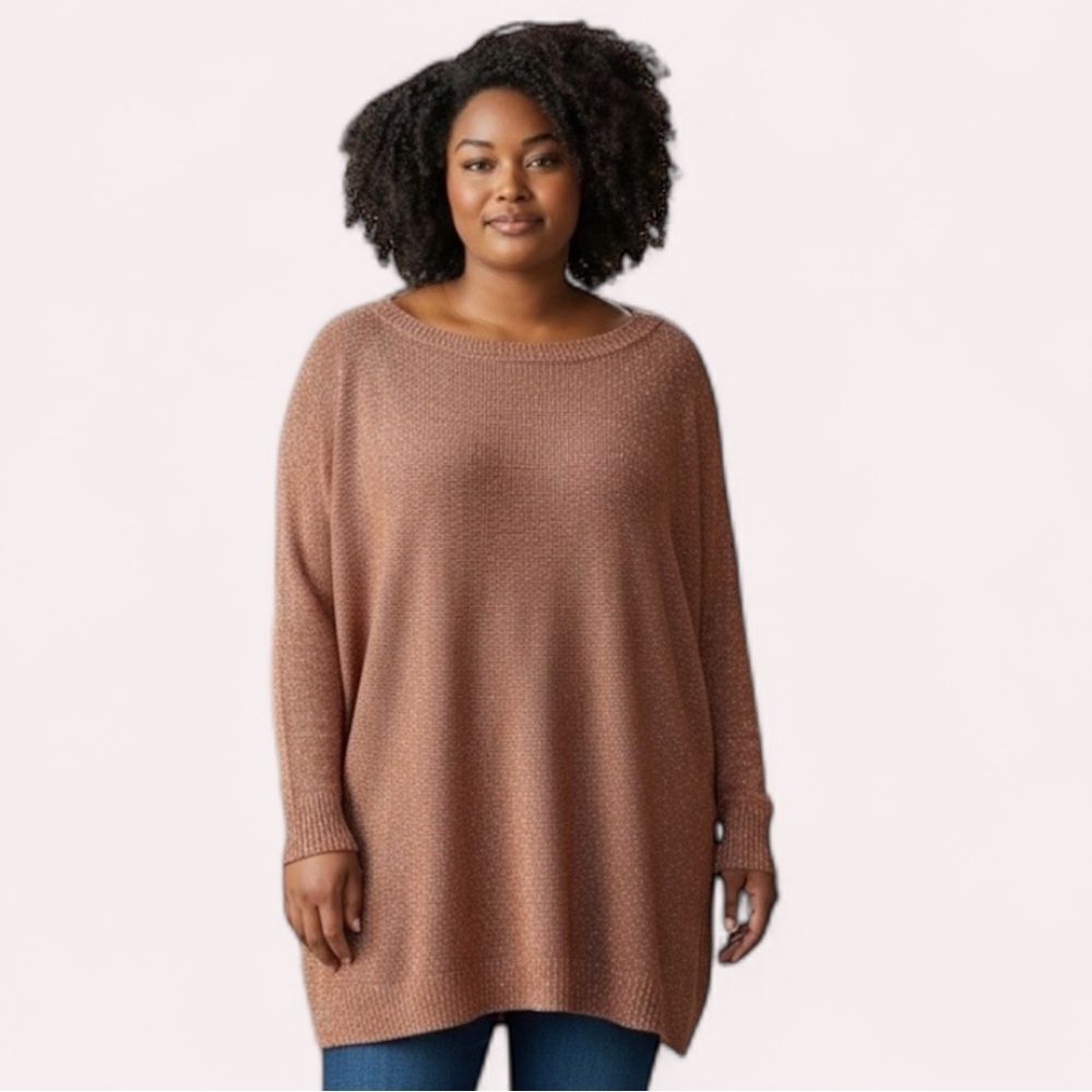 Liz Claiborne Burnt Orange/Copper Cozy Crew Neck MomCore Sweater 2X